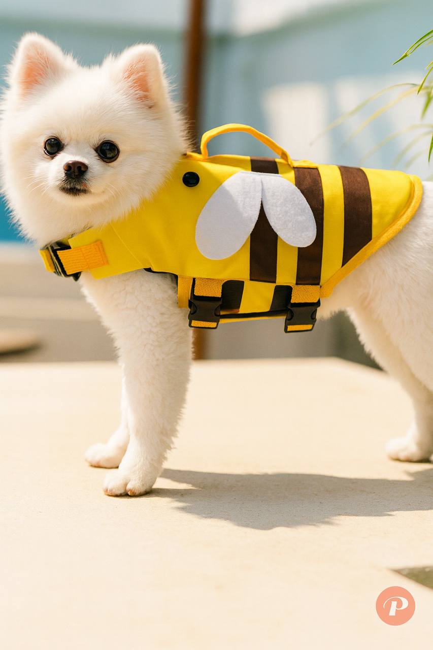 Cute Bee Dog Life Jacket โ Safety Swim Vest for Small Dogs๐
