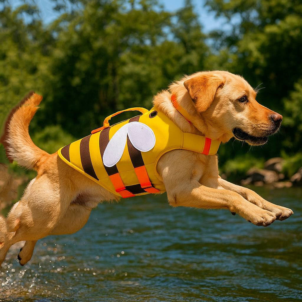 Cute Bee Dog Life Jacket โ Safety Swim Vest for Small Dogs๐
