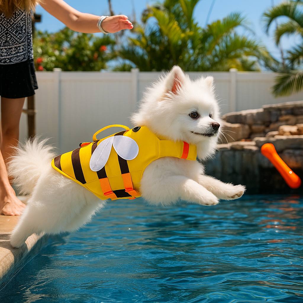 Cute Bee Dog Life Jacket โ Safety Swim Vest for Small Dogs๐