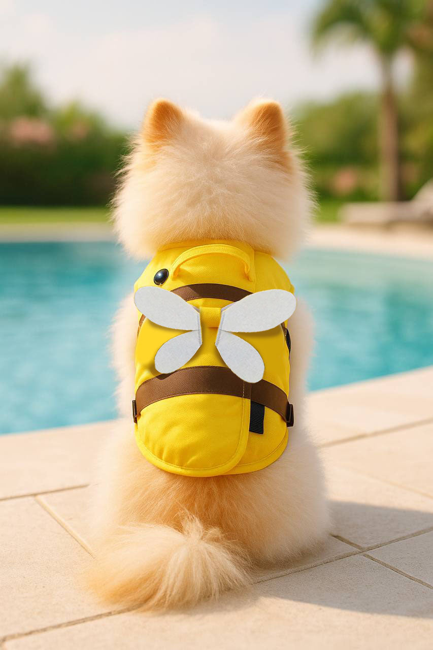 Cute Bee Dog Life Jacket โ Safety Swim Vest for Small Dogs๐