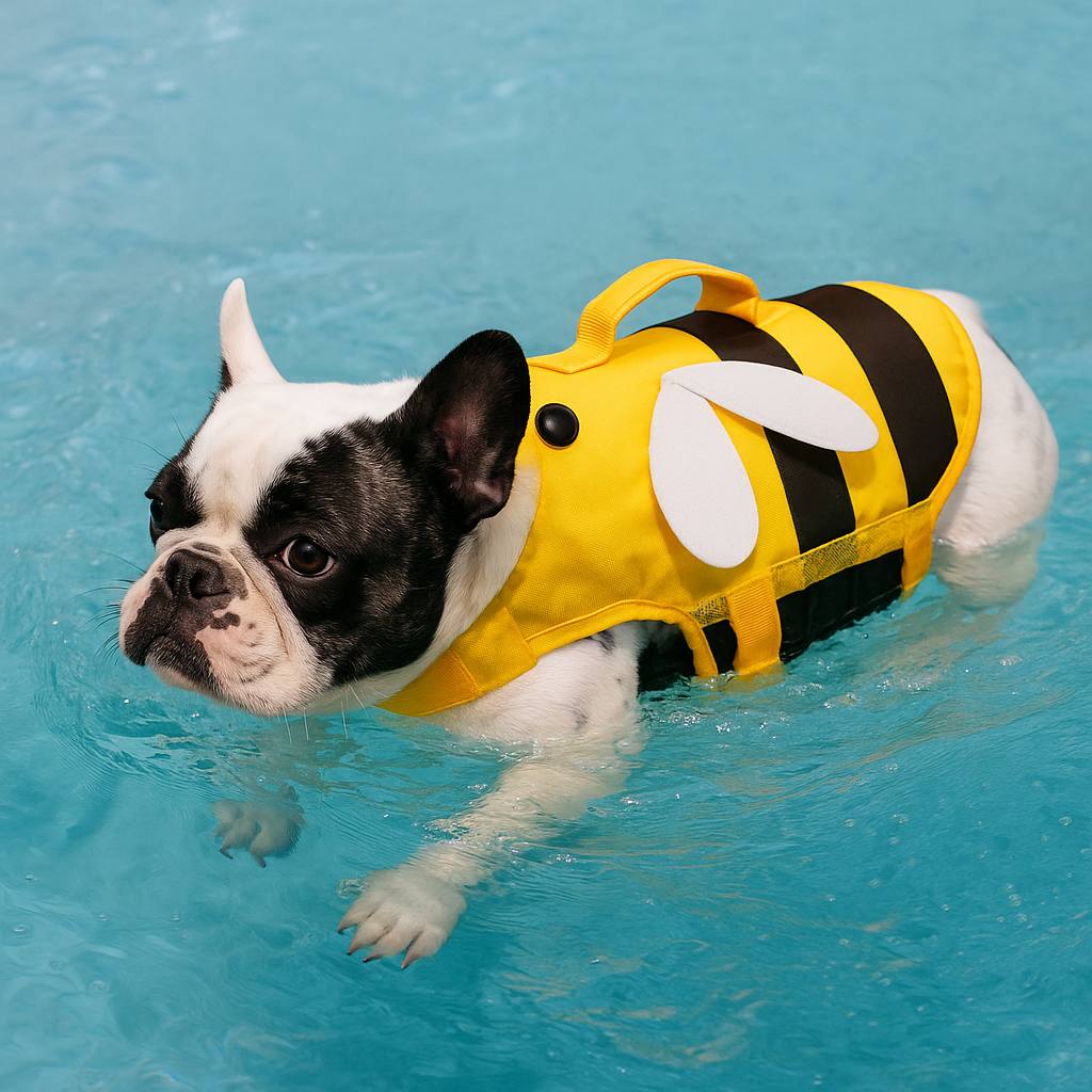 Cute Bee Dog Life Jacket โ Safety Swim Vest for Small Dogs๐