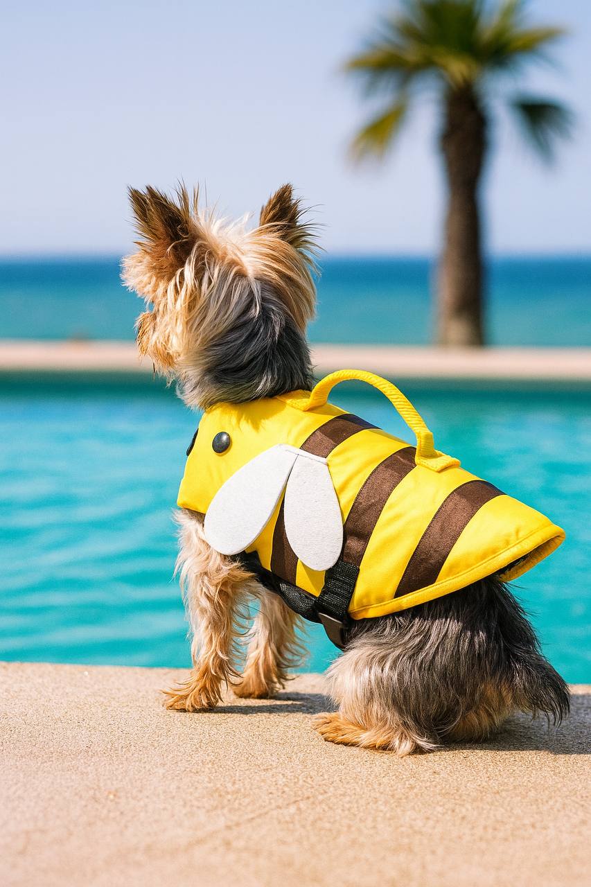Cute Bee Dog Life Jacket โ Safety Swim Vest for Small Dogs๐