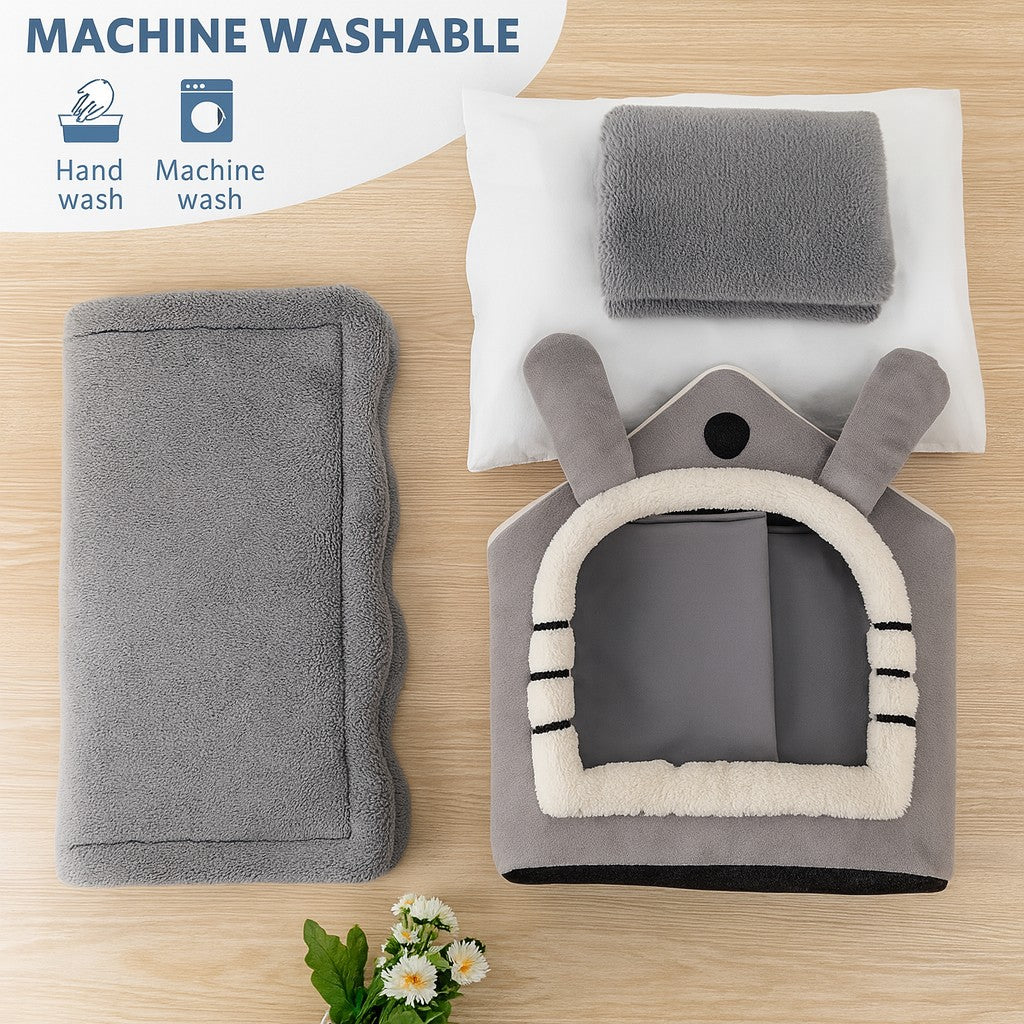 Cozy Indoor Dog House β Soft Washable Pet Bed with Removable Cushion β Cute Tent Bed for Small Dogs and Puppies