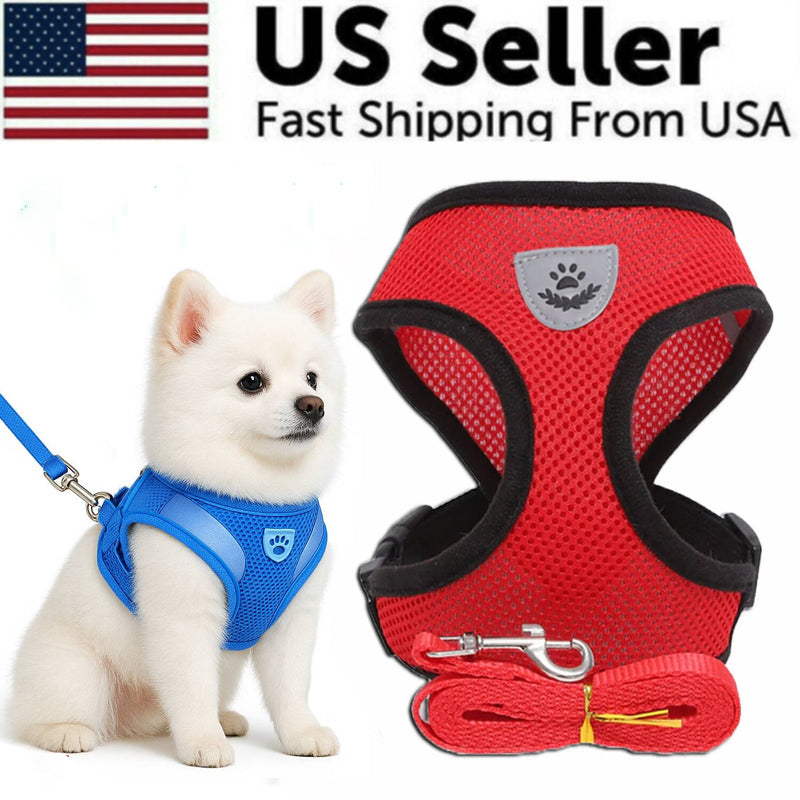 Dog Harness Vest Walking Lead Leash for Puppy Dogs Collar Polyester Adjustable Mesh Dog Harness for Small Medium Pet Accessories