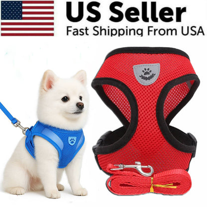 Dog Harness Vest Walking Lead Leash for Puppy Dogs Collar Polyester Adjustable Mesh Dog Harness for Small Medium Pet Accessories