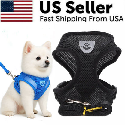 Dog Harness Vest Walking Lead Leash for Puppy Dogs Collar Polyester Adjustable Mesh Dog Harness for Small Medium Pet Accessories