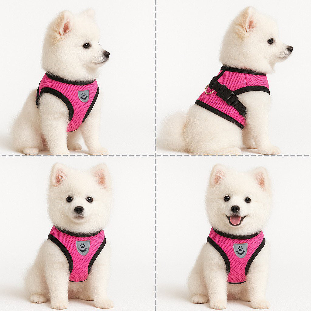 Dog Harness Vest Walking Lead Leash for Puppy Dogs Collar Polyester Adjustable Mesh Dog Harness for Small Medium Pet Accessories