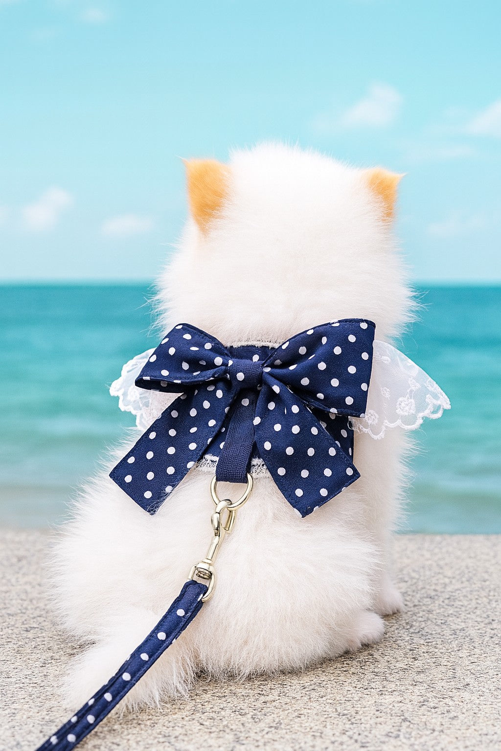 Luxury Red Lace Dog Harness with Bow & Leash – Elegant Pet Outfit