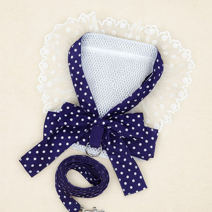 Luxury Red Lace Dog Harness with Bow & Leash – Elegant Pet Outfit