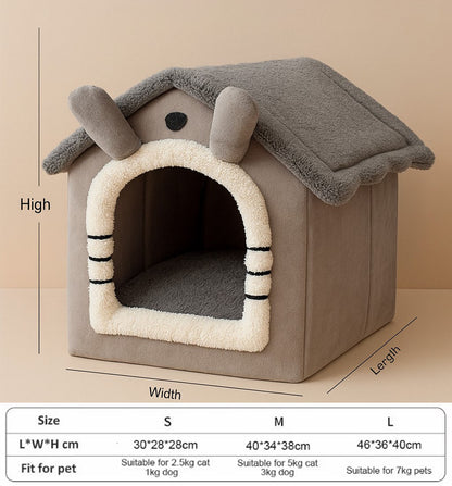 Cozy Indoor Dog House – Soft Washable Pet Bed with Removable Cushion – Cute Tent Bed for Small Dogs and Puppies