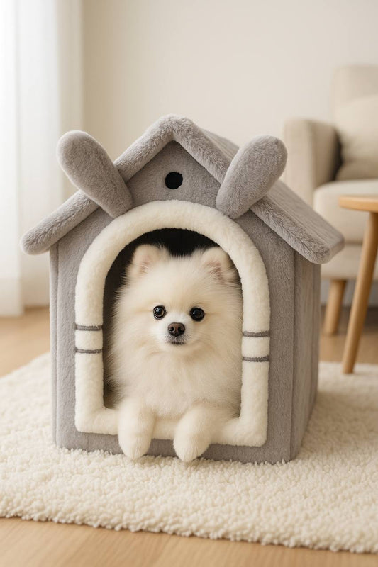 Cozy Indoor Dog House – Soft Washable Pet Bed with Removable Cushion – Cute Tent Bed for Small Dogs and Puppies