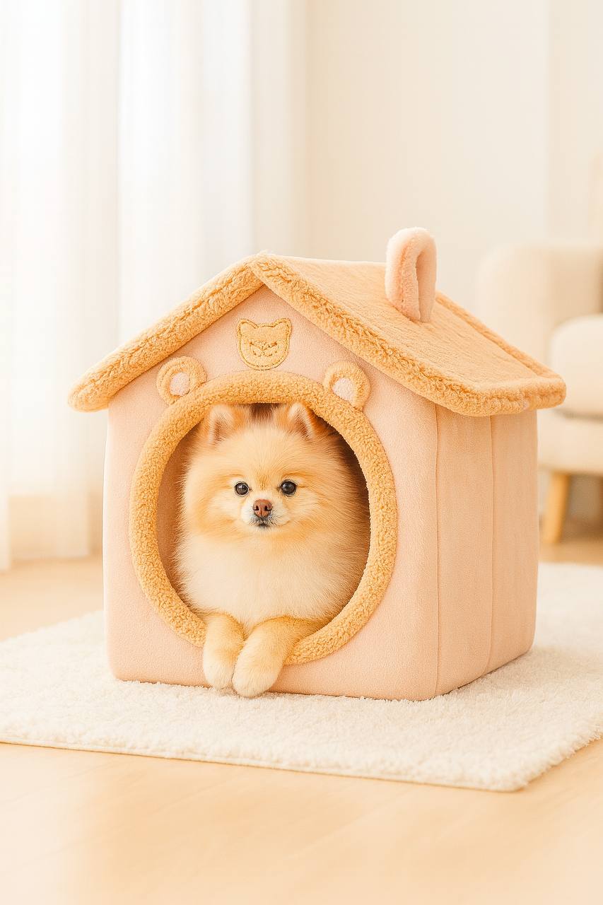 Cozy Indoor Dog House – Soft Washable Pet Bed with Removable Cushion – Cute Tent Bed for Small Dogs and Puppies