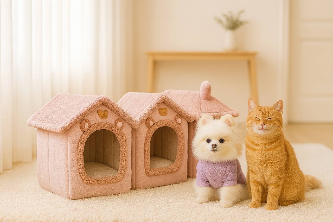 Cozy Indoor Dog House – Soft Washable Pet Bed with Removable Cushion – Cute Tent Bed for Small Dogs and Puppies