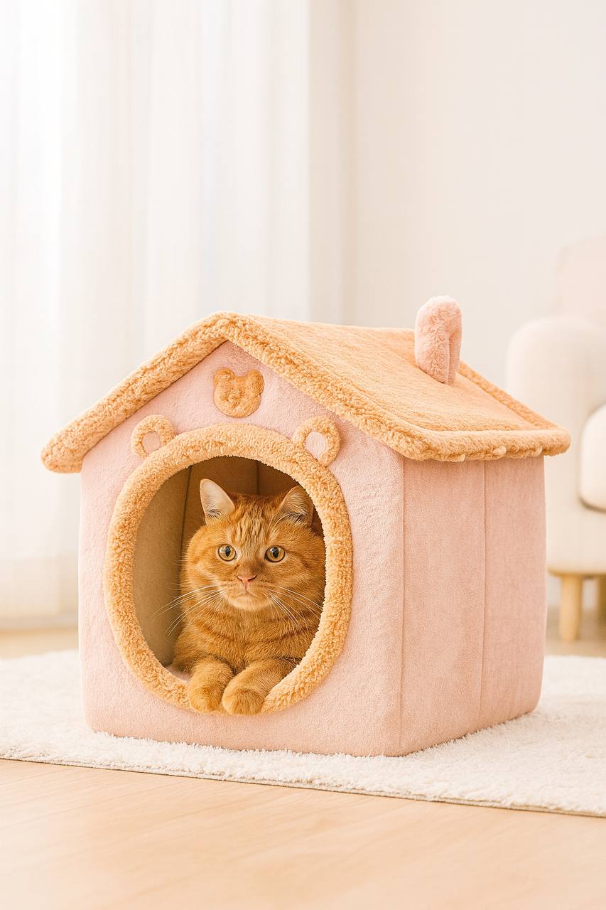 Cozy Indoor Dog House – Soft Washable Pet Bed with Removable Cushion – Cute Tent Bed for Small Dogs and Puppies