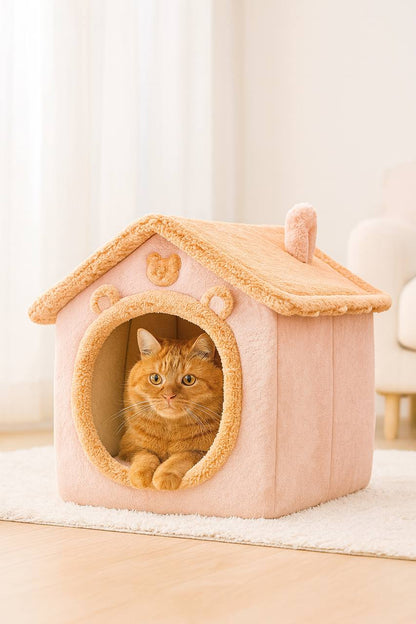 Cozy Indoor Dog House – Soft Washable Pet Bed with Removable Cushion – Cute Tent Bed for Small Dogs and Puppies