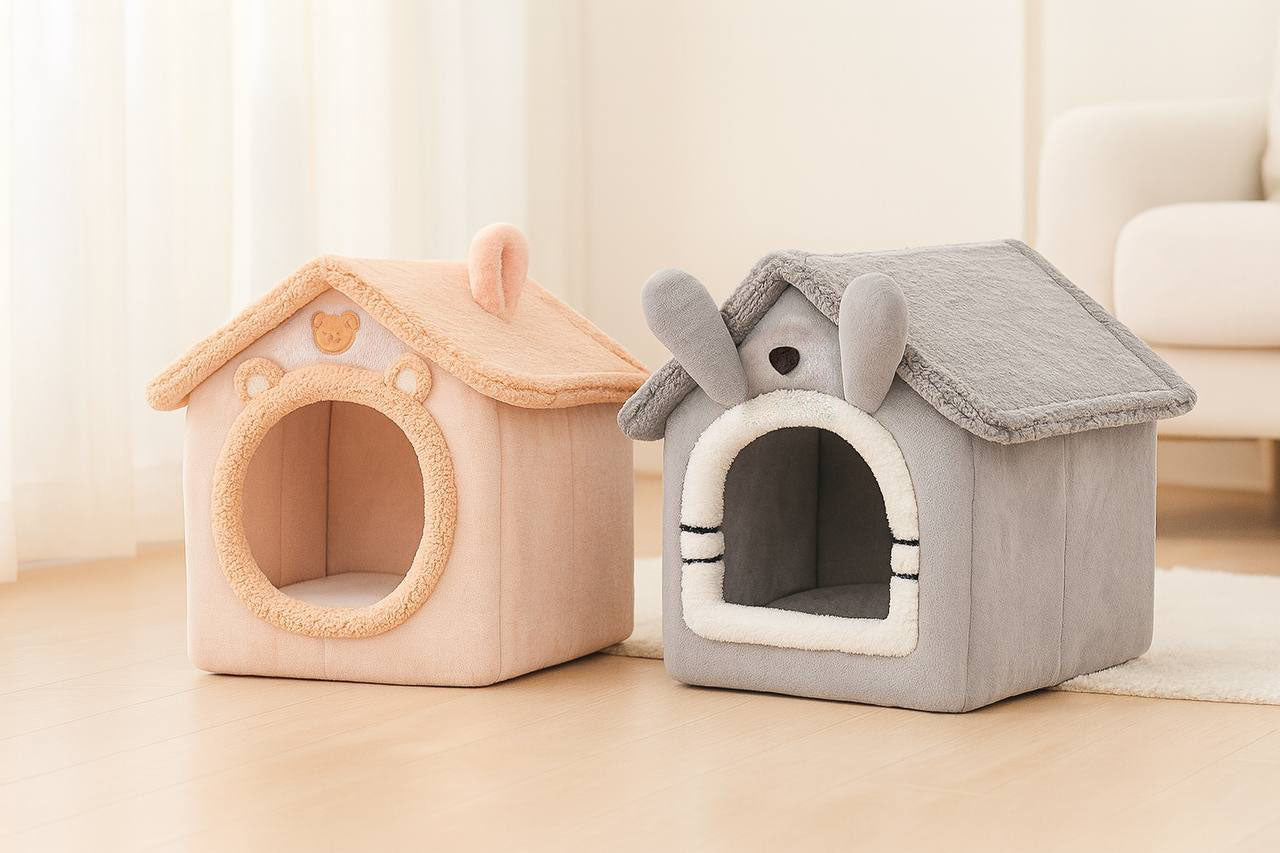 Cozy Indoor Dog House – Soft Washable Pet Bed with Removable Cushion – Cute Tent Bed for Small Dogs and Puppies