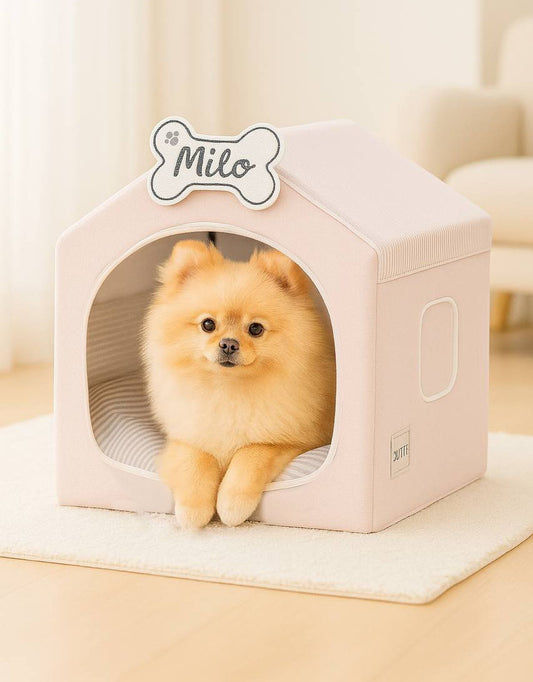 Indoor Dog House – Cute Foldable Tent Bed with Washable Cover – Medium 17"x17"x17" for Dogs and Cats