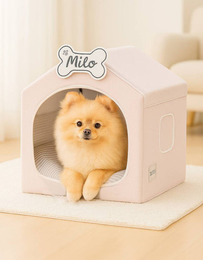 Indoor Dog House – Cute Foldable Tent Bed with Washable Cover – Medium 17"x17"x17" for Dogs and Cats