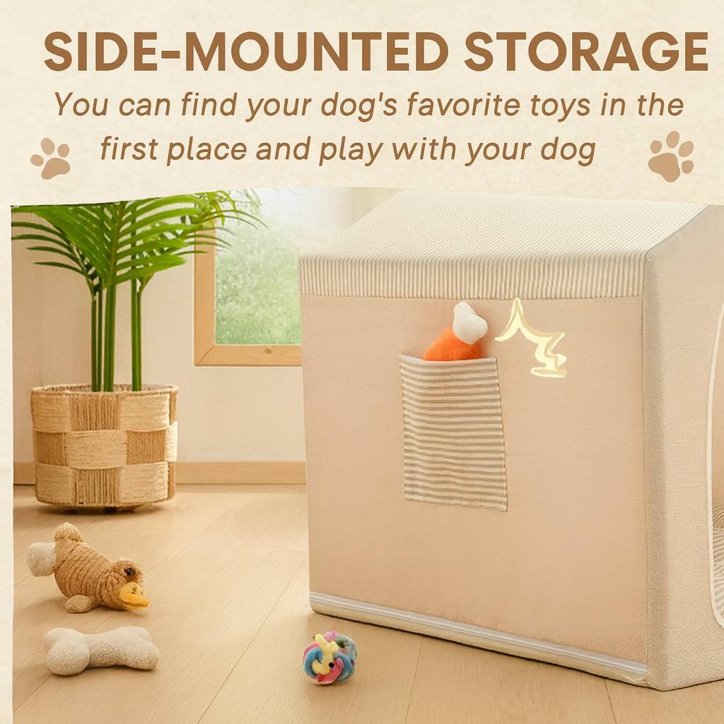 Indoor Dog House – Cute Foldable Tent Bed with Washable Cover – Medium 17"x17"x17" for Dogs and Cats