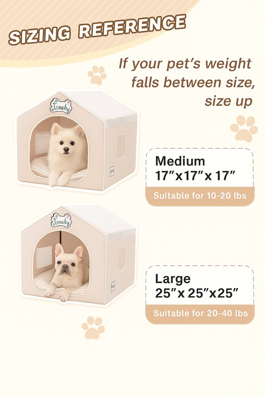 Indoor Dog House – Cute Foldable Tent Bed with Washable Cover – Medium 17"x17"x17" for Dogs and Cats