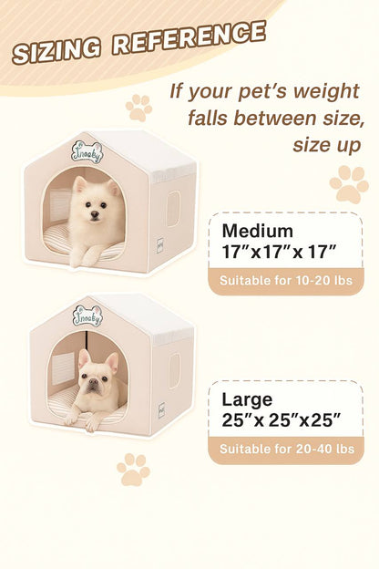 Indoor Dog House – Cute Foldable Tent Bed with Washable Cover – Medium 17"x17"x17" for Dogs and Cats
