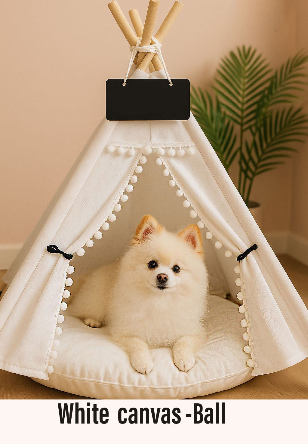 Portable Pet Teepee Tent for Cats and Dogs Indoor Pet House with Washable Cushion Small Dog Bed Cute Puppy Play Tent with Blackboard
