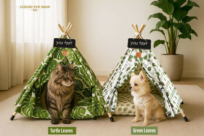 Portable Pet Teepee Tent for Cats and Dogs Indoor Pet House with Washable Cushion Small Dog Bed Cute Puppy Play Tent with Blackboard