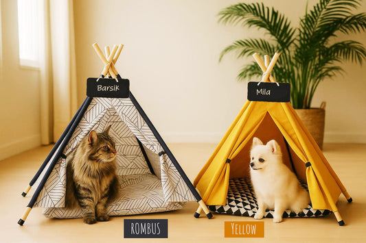Portable Pet Teepee Tent for Cats and Dogs Indoor Pet House with Washable Cushion Small Dog Bed Cute Puppy Play Tent with Blackboard