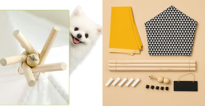 Portable Pet Teepee Tent for Cats and Dogs Indoor Pet House with Washable Cushion Small Dog Bed Cute Puppy Play Tent with Blackboard