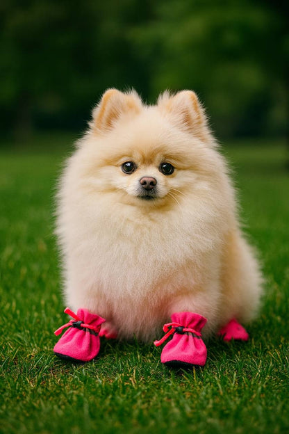 Dog Boots Paw Protector, Anti-Slip Winter Dog Shoes with Reflective Straps for Small Medium Dogs Size 5 4PCS