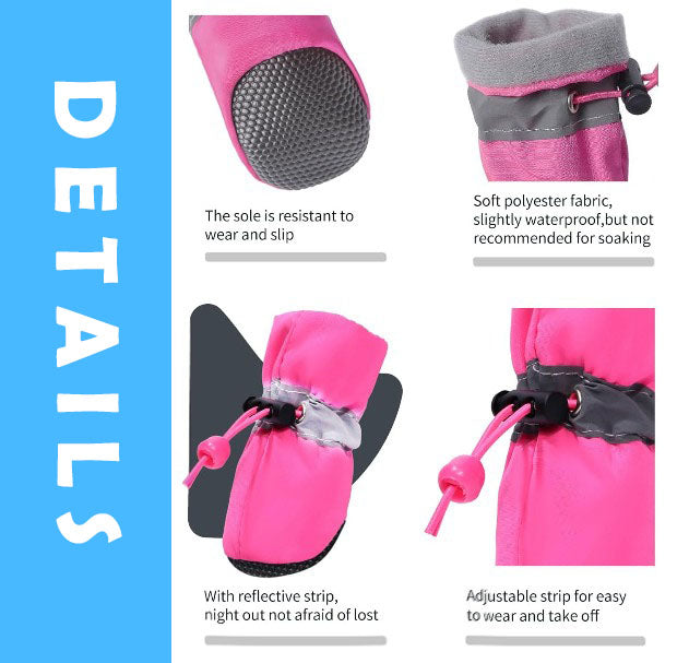 Dog Boots Paw Protector, Anti-Slip Winter Dog Shoes with Reflective Straps for Small Medium Dogs Size 5 4PCS