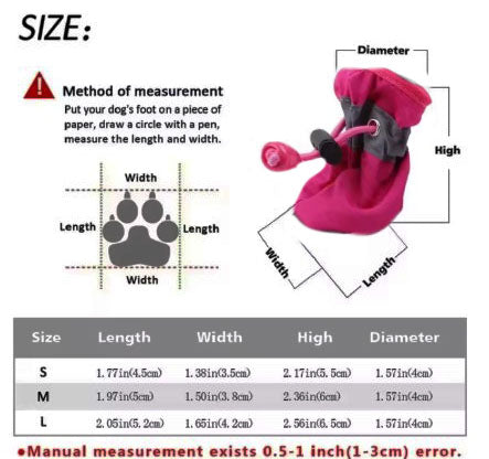 Dog Boots Paw Protector, Anti-Slip Winter Dog Shoes with Reflective Straps for Small Medium Dogs Size 5 4PCS