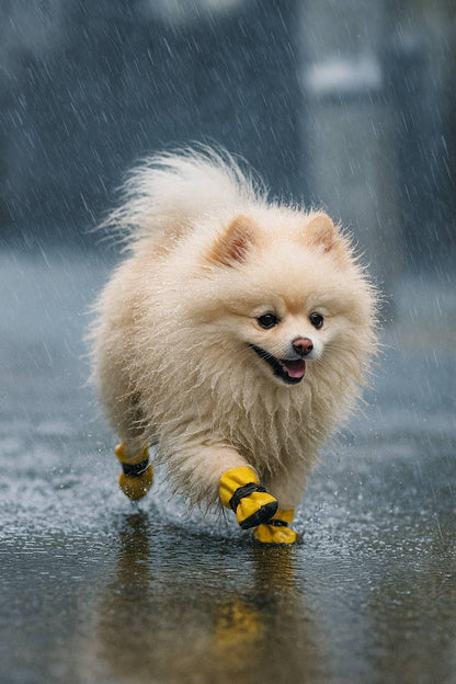 Dog Boots Paw Protector, Anti-Slip Winter Dog Shoes with Reflective Straps for Small Medium Dogs Size 5 4PCS