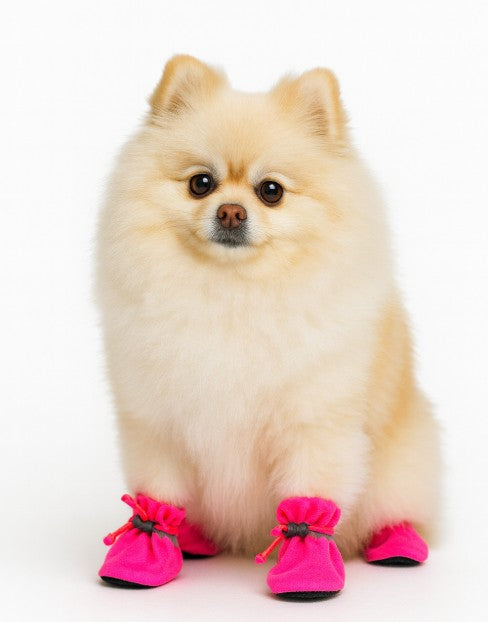 Dog Boots Paw Protector, Anti-Slip Winter Dog Shoes with Reflective Straps for Small Medium Dogs Size 5 4PCS