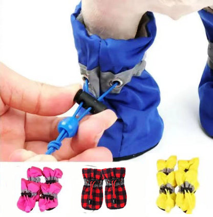 Dog Boots Paw Protector, Anti-Slip Winter Dog Shoes with Reflective Straps for Small Medium Dogs Size 5 4PCS