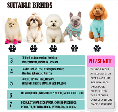 Dog Boots Paw Protector, Anti-Slip Winter Dog Shoes with Reflective Straps for Small Medium Dogs Size 5 4PCS