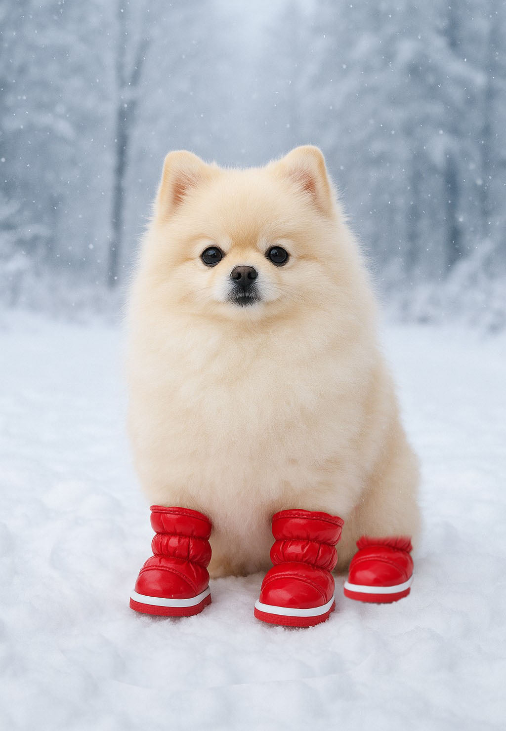 Set of 4 Waterproof Winter Dog Boots with Fleece Lining for Small Breeds