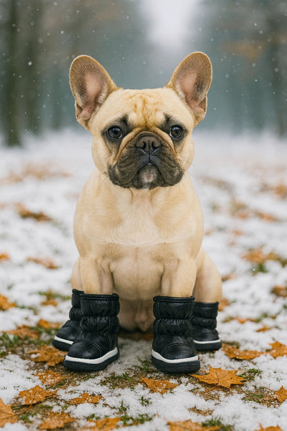 Set of 4 Waterproof Winter Dog Boots with Fleece Lining for Small Breeds