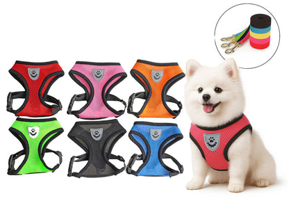Dog Harness Vest Walking Lead Leash for Puppy Dogs Collar Polyester Adjustable Mesh Dog Harness for Small Medium Pet Accessories