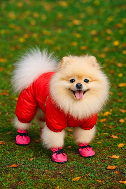 Dog Boots Paw Protector, Anti-Slip Winter Dog Shoes with Reflective Straps for Small Medium Dogs Size 5 4PCS