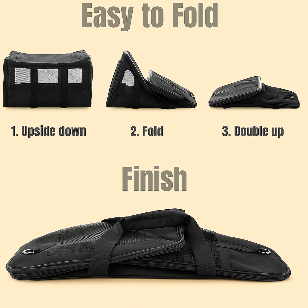 Airline Approved Pet Carrier – Soft Sided Travel Bag for Cats, Small Dogs, Puppies – Portable, Collapsible, Durable (17 lbs Max)