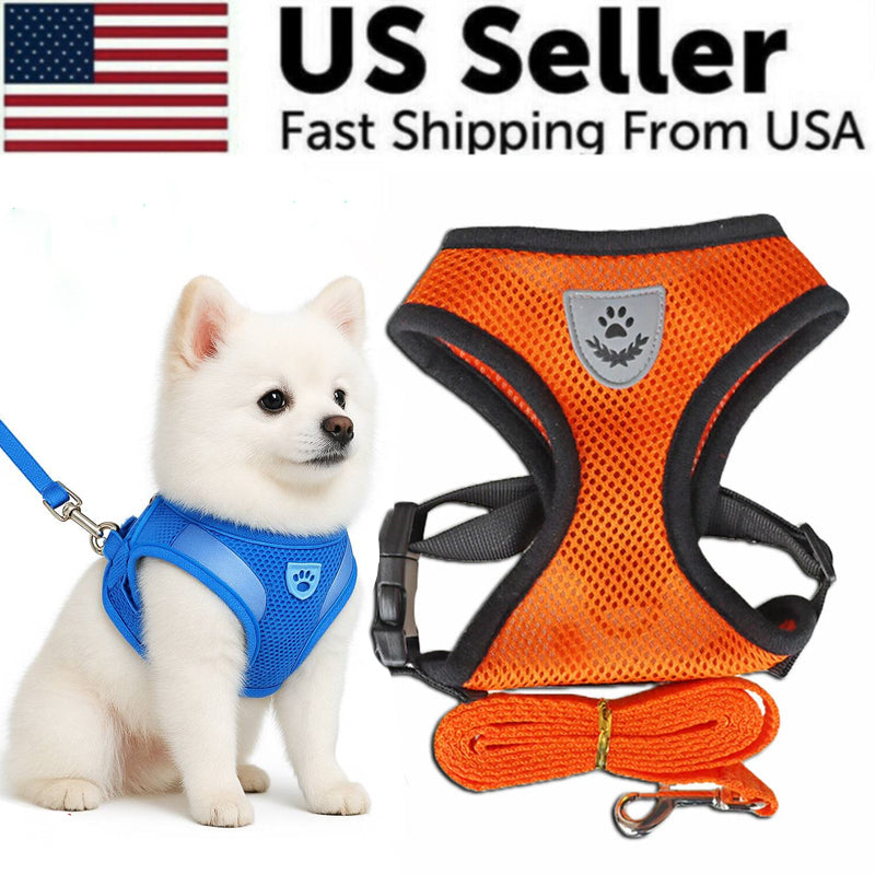 Dog Harness Vest Walking Lead Leash for Puppy Dogs Collar Polyester Adjustable Mesh Dog Harness for Small Medium Pet Accessories