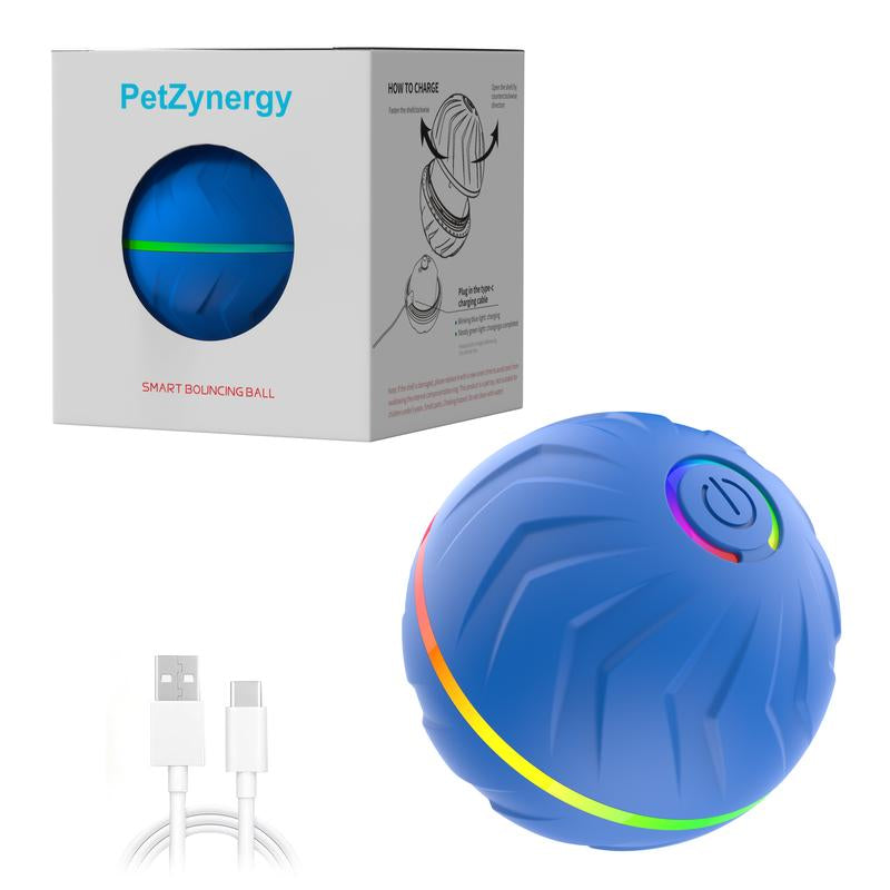 Interactive Dog Toys Ball, Moving Activated Automatic Bouncing Rolling Dog Balls with Led Lights, Smart Interactive Dog Toy for Puppy/Small/Medium Dogs & USB Rechargeable