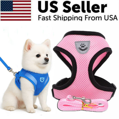 Dog Harness Vest Walking Lead Leash for Puppy Dogs Collar Polyester Adjustable Mesh Dog Harness for Small Medium Pet Accessories