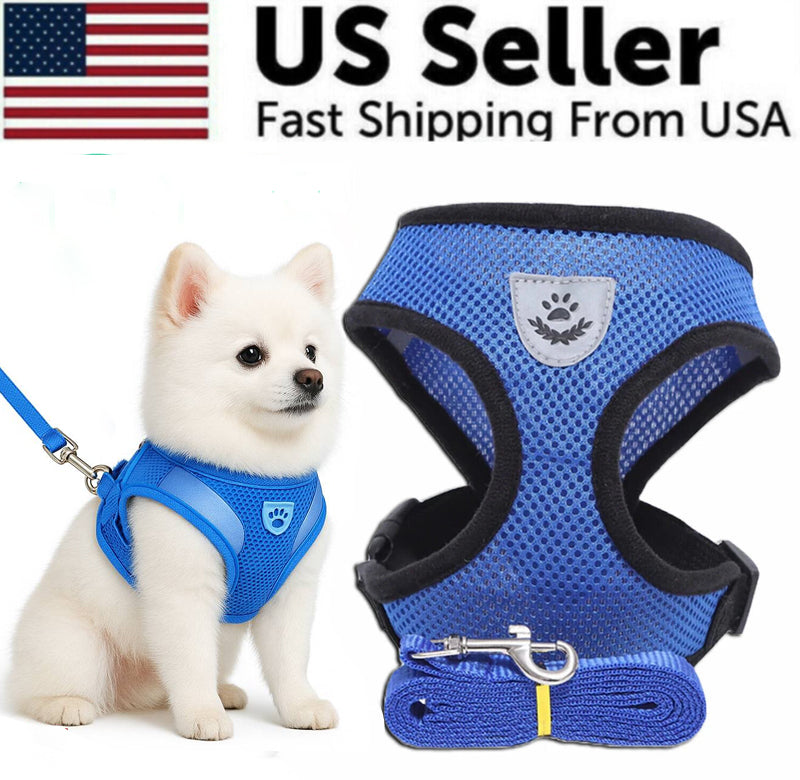 Dog Harness Vest Walking Lead Leash for Puppy Dogs Collar Polyester Adjustable Mesh Dog Harness for Small Medium Pet Accessories