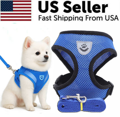 Dog Harness Vest Walking Lead Leash for Puppy Dogs Collar Polyester Adjustable Mesh Dog Harness for Small Medium Pet Accessories