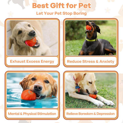 Interactive Dog Toys Ball, Moving Activated Automatic Bouncing Rolling Dog Balls with Led Lights, Smart Interactive Dog Toy for Puppy/Small/Medium Dogs & USB Rechargeable