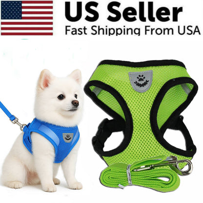 Dog Harness Vest Walking Lead Leash for Puppy Dogs Collar Polyester Adjustable Mesh Dog Harness for Small Medium Pet Accessories