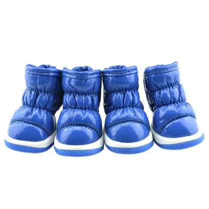 Set of 4 Waterproof Winter Dog Boots with Fleece Lining for Small Breeds